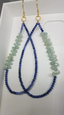 Orecchini in argento sterling 925 con pietra preziosa sodalite e acquamarina ... - Immagine 1 di 4