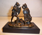Combattants miniature en bronze à patine brune