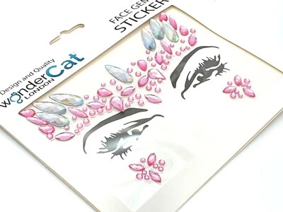WONDERCAT LONDON Gesicht Edelsteine selbstklebend Glitzer Schmuck Tattoo Sticker Festival Party Körper Make Up AW48