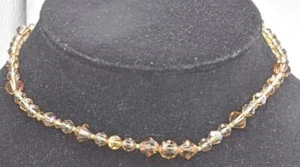 Vintage Signed SWAROVSKI SWAN Brown Crystal Gold tone Ladies Necklace 16" - 19" - Picture 1 of 4