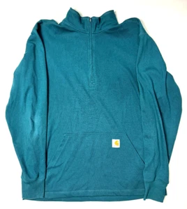 Carhartt Sweater Men Large Relaxed Fit Green Zip Work Wear Pullover Cotton Blend - Picture 1 of 4