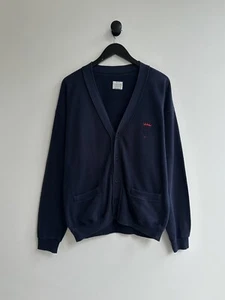 Vintage United Colors Of Benetton Blue Cardigan Jumper Sweater Size L Mens - Picture 1 of 6