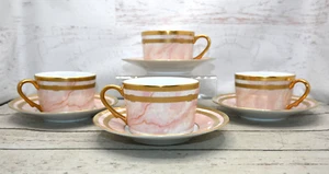 Juego de 4 tazas y platillos Christian Dior mármol rosa mármol fina China - Japón - Imagen 1 de 8