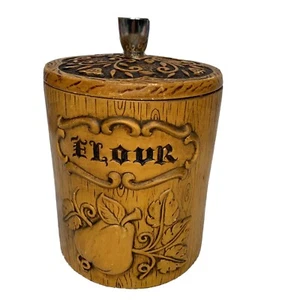 Vintage Treasure Craft Flour Container Kitchen Decanter Ceramic Lid Pear Design - Picture 1 of 8