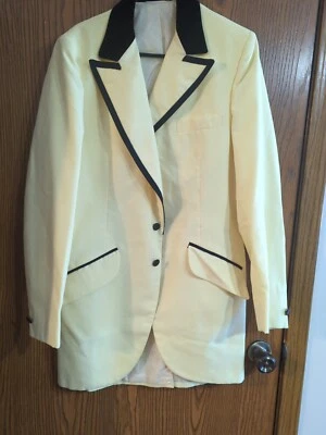 Chaqueta de esmoquin vintage amarilla y negra Palm Beach. Abrigo salón solapa terciopelo 40XL Foto 1 de 4