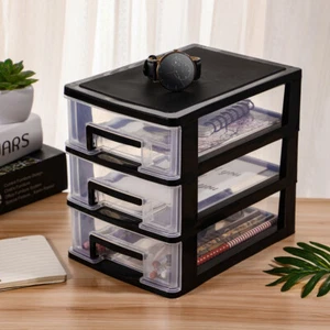 3 Drawer Plastic Storage Storage Organizer Small Storage Drawers - Picture 1 of 12