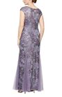 Alex Evenings Womens (UK 8) Purple V-Neck Floral Embroidered Gown with Shawl