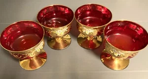 129) Qt 4 (QUATTRO) COPPE ORO ZECCHINO DI MURANO VENEZIA RARISSIME - Foto 1 di 7