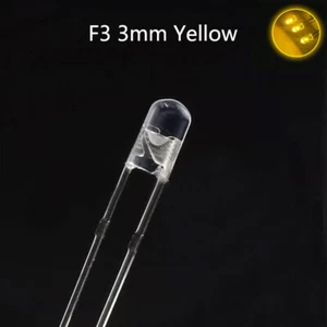 F3 3mm White Hair Yellow Yellow light Edgeless Round Superbright LED Light Lamp - Picture 1 of 3