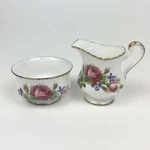 Paragon Sugar Creamer Set Roses England By Appointment Of The Queen Gold Rim - Picture 1 of 15