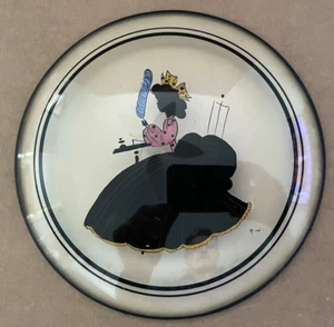 Vintage PETER WATSON'S Studio Handpainted Silhouette CONVEX GLASS Lady Pen - Picture 1 of 10