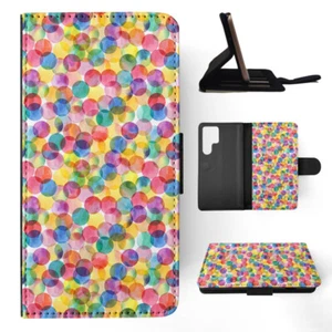 FLIP CASE FOR SAMSUNG GALAXY|RAINBOW CIRCLE POLKA DOTS PATTERN - Picture 1 of 120