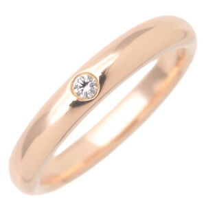 Auth Tiffany&Co. Stacking Band Ring 1P Diamond K18 Rose Gold US4 EU47 Used F/S