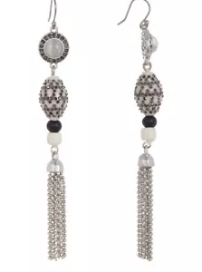 $39 Lucky Brand Beaded Drop Tassel White Earrings F-3 - Picture 1 of 7