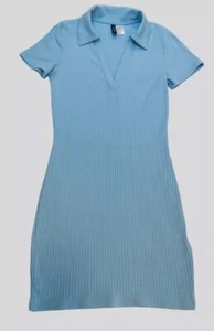 H&M DIVIDED Women’s Blue Ribbed Mini Dress – Size Small - Picture 1 of 6