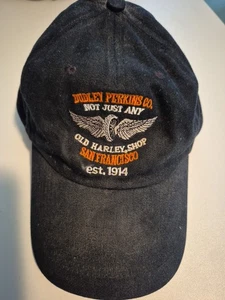 Harley Davidson Motorcycles Dudley Perkins Hat Cap San Francisco Black Vintage - Picture 1 of 5