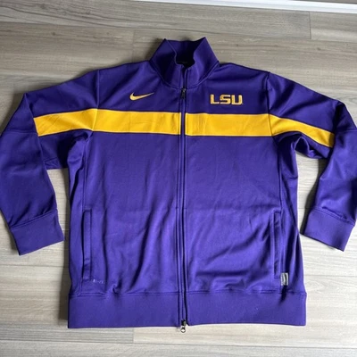 Chaqueta de pista LSU Tigers Nike Dri-Fit para hombre talla XL púrpura/dorado cremallera completa con bolsillos Foto 1 de 4