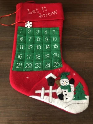 Calendario de Adviento Medias Cuenta Regresiva de Navidad con 24 Bolsillos Bordados De Colección Foto 1 de 4