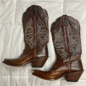 Justin L4331 Ladies Fashion Boot w/ Saddle Torino Leather Snip Toe Size 6.5 B - Picture 1 of 8