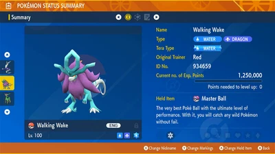 Pokemon Scarlet and Violet WALKING WAKE Lv.100 6IV TIMID