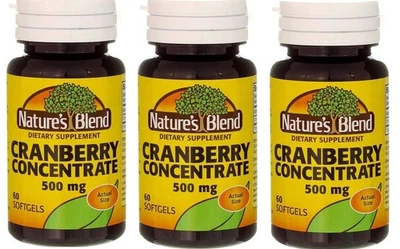 Paquete de 3 geles blandos concentrados de arándano Nature's Blend, 500 mg, 60 quilates Foto 1 de 4