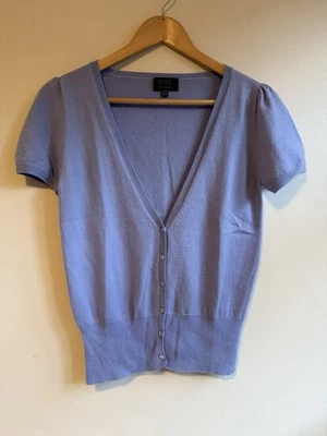 Pure Collection 100% Cashmere V-Neck Short Sleeved Cardigan Size 8 Lilac - Image 1 of 4