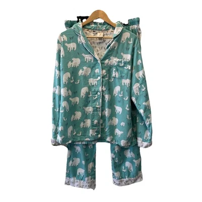 Conjunto de pijama de franela Munki Munki Polar Bear para mujer L azul acogedor súper suave Foto 1 de 4