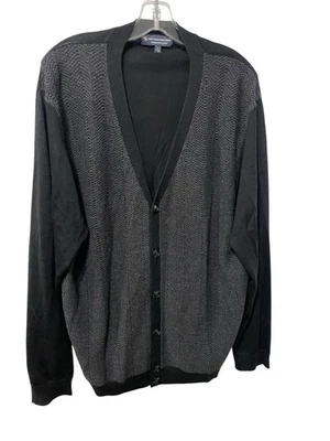 Cárdigan HART SCHAFFNER MARX Mezcla de Lana Cuello en V Negro Gris SUÉTER Talla XL Foto 1 de 4