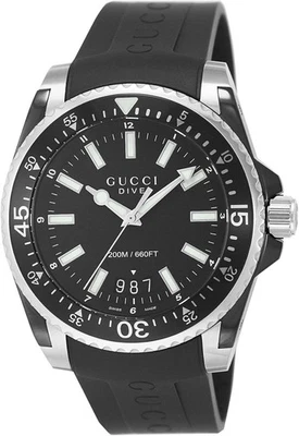 GUCCI DIVE YA136204 Black Dial Rubber Men's Watch 45mm - Image 1 of 4