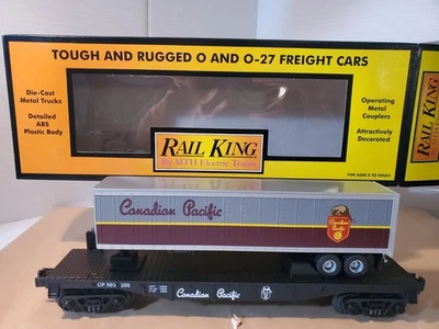 MTH Rail King 30-76156 Canadian Pacific Flat Car w/ 40' Trailer CP 503208 NEW OB - Image 1 of 4