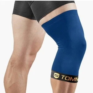 NWT TOMMIE COPPER MEN'S PRO+IONIC COMPRESSION KNEE SLEEVE BLUE 2XL MSRP $30 - Picture 1 of 9