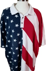 Bass Pro Shops Red Head Polo Patriotic Flag Shirt Red White Blue Sz 2XL Collar - Picture 1 of 6