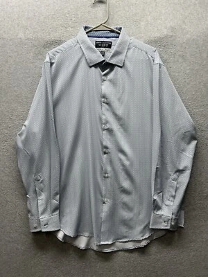 International Report 4 Way Stretch Mens Size XL Button Down White Blue Geometric - Image 1 of 4