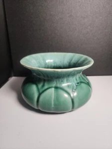 CEPILLO MCCOY PLANTER SPITTOON VERDE AZUL GOTEO CUENCO DE ESMALTE 190-6 EE. UU. - Imagen 1 de 13
