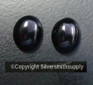 Black Onyx 8x10mm Cabochons High Dome & polish oval flat back 2 pieces CP011 - Picture 1 of 3