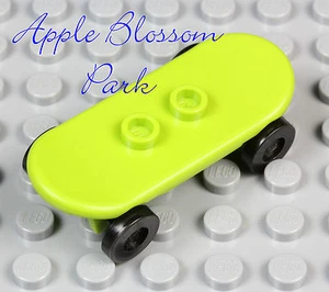 NEW Lego City Minifig Lime GREEN SKATEBOARD -Boy/Girl Minifigure Skate Board Toy - Picture 1 of 1
