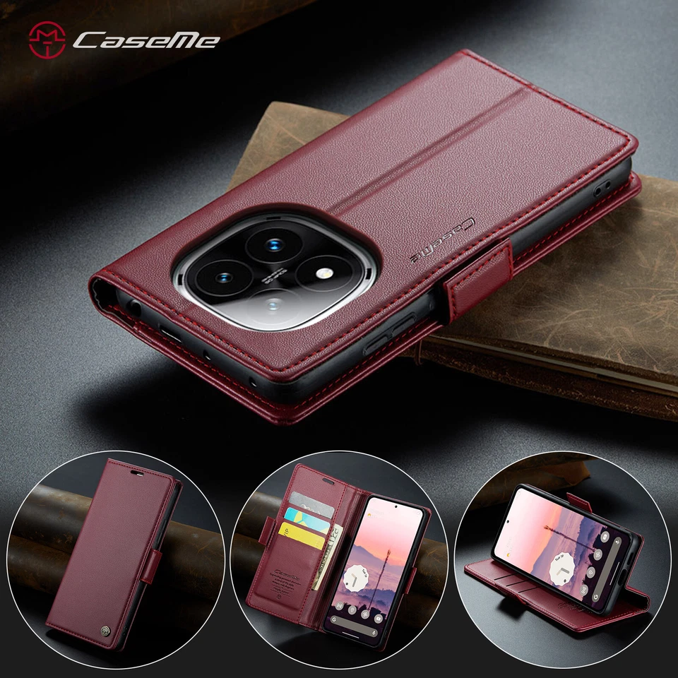 Para Xiaomi Redmi Note 14 Pro, Lujo Abatible Cuero Premium Billetera Tarjeta Estuche Cubierta Foto 1 de 4