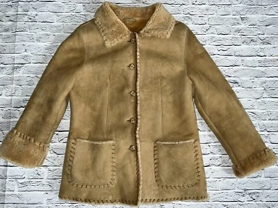 BEAUTIFUL Duck Sport New York Camel Shearling Fur Sheepskin Pockets Women M - Image 1 of 4
