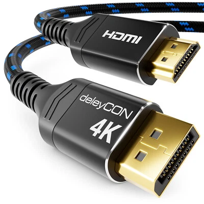 1m DisplayPort DP auf HDMI Adapter Kabel 4K @60Hz HDMI 1.4 Konverter Kabel ALU - Bild 1 von 4