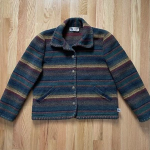 VTG Western Wool Blend Stripped Button Up Jacket Sz Large Rasta Unlimited Quest - Picture 1 of 8