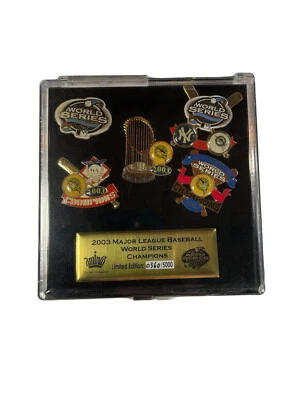 Vintage MLB 2003 World Series Champions Marlins Yankees Pin Set Aminco Sealed - Image 1 of 4