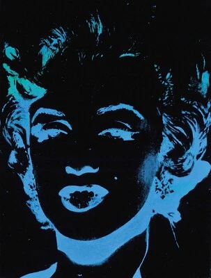NEW Andy Warhol Marilyn Munroe Head Poster, Print Canvas Reverse Black & Blue - Image 1 of 4