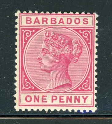 BARBADOS 61 SG92 MH 1882-85 1p rojo QVIC Wmk Crown CA CV $60 Foto 1 de 2