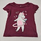 Carters Toddler Girl's Red Dancing Unicorn Print Short Sleeve T-shirt Sz 4T