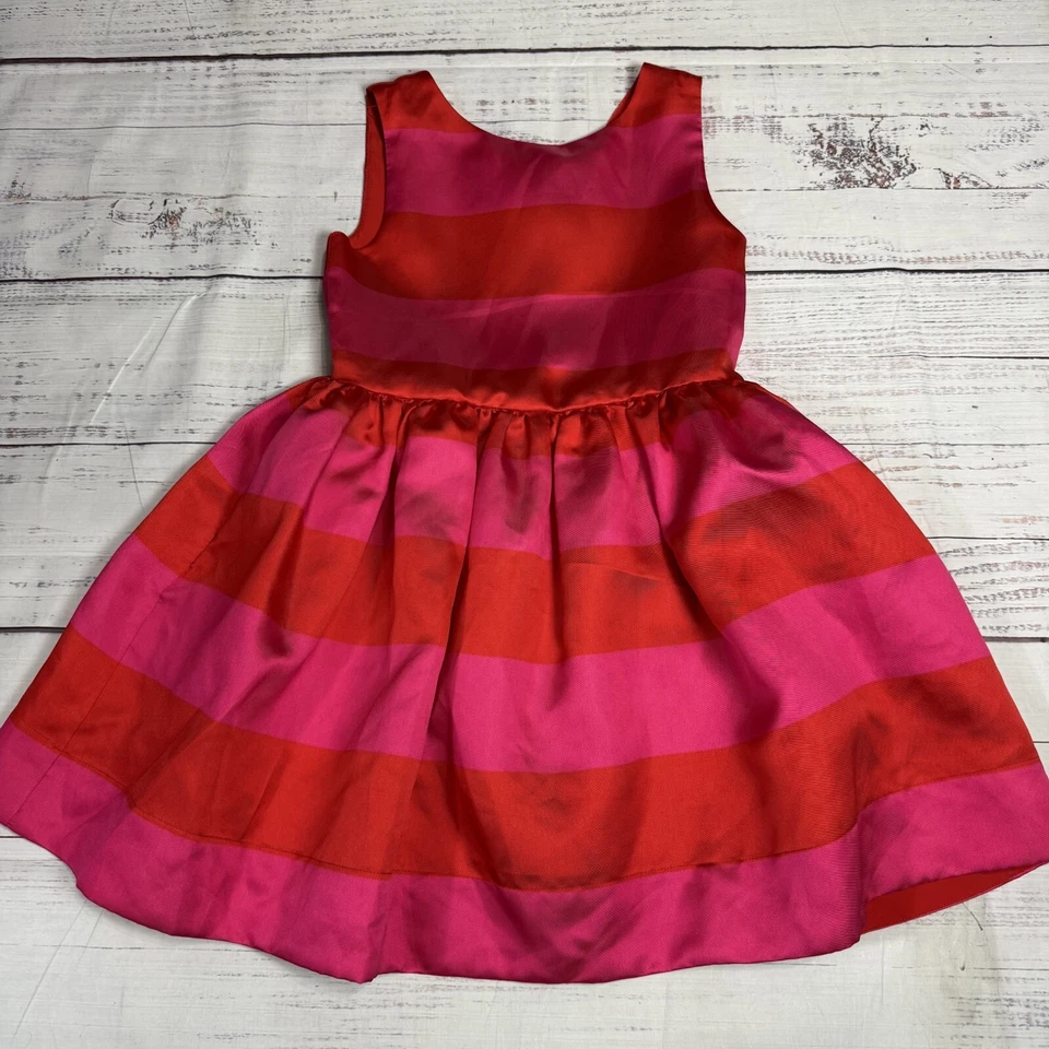 Kids Girls Kate Spade New York Skirt The Rules Pink Red Stripe Flare Dress Sz 10 - Image 1 of 4