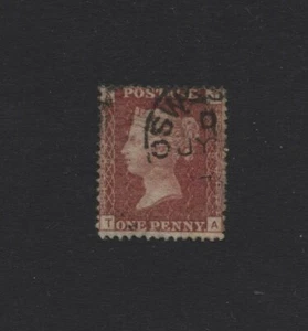 1858 1d PLACA ROJA ROSA 197 (TA) EXCELENTE USADO CDS ""OSWESTRY""." SG 43 - Imagen 1 de 1