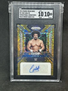2024 Prizm WWE Gold /10 Carlito sotto carta firma sensazionale SGC 10 Sh - Foto 1 di 2
