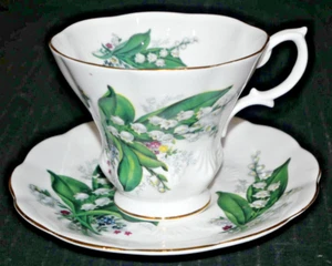 Platillo taza Royal Albert Bone China Lirio del Valle Flores Ribete dorado vieira - Imagen 1 de 5