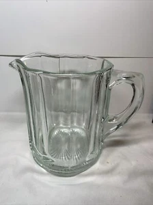 Vtg Pitcher 6 1/2" 10 Panel Style Heavy Glass Wide MCM Very Nice Piece - Picture 1 of 9