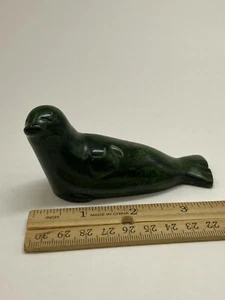 Seal Handcraft signed Tamarack Stonecraft Canada paperweight Jade - Picture 1 of 5